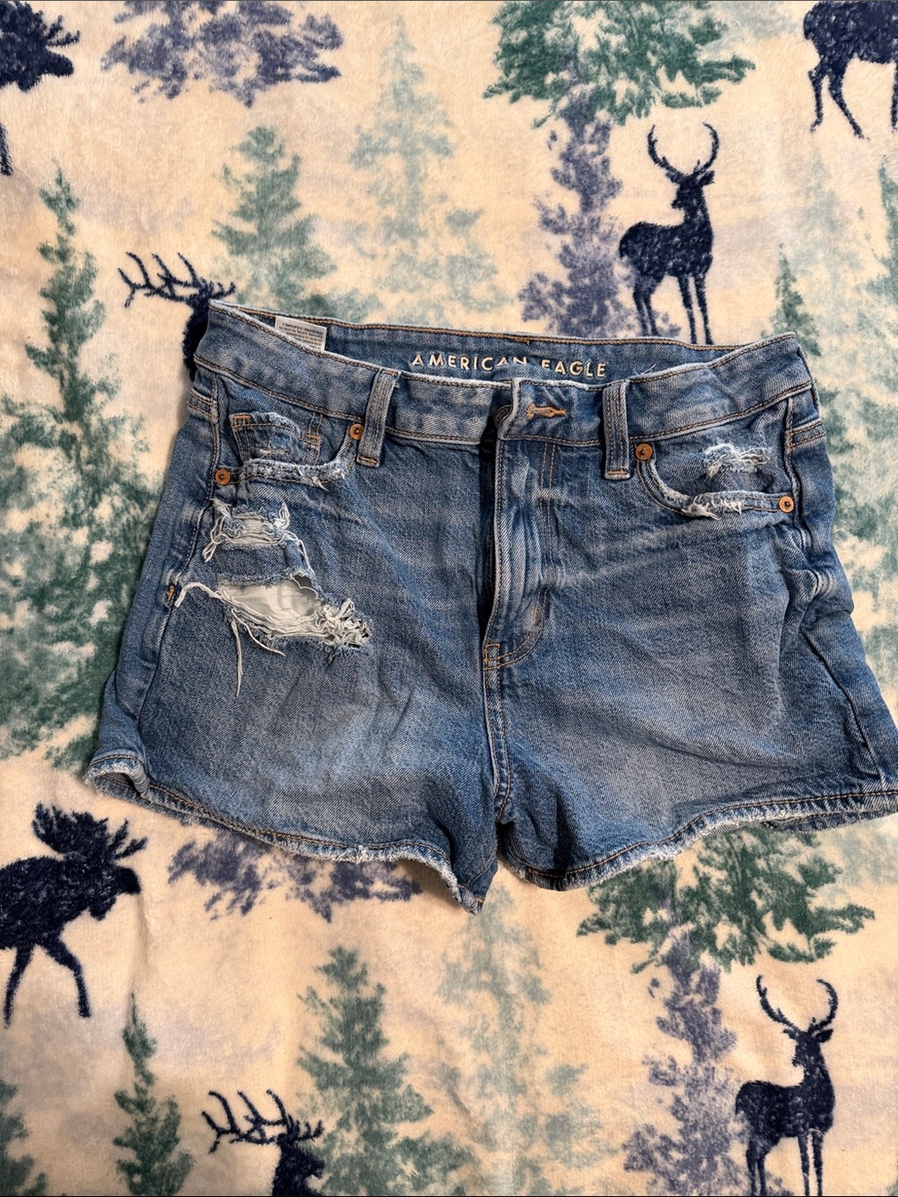 American Eagle Outfitters Light Blue Distressed Denim Cutoff Shorts